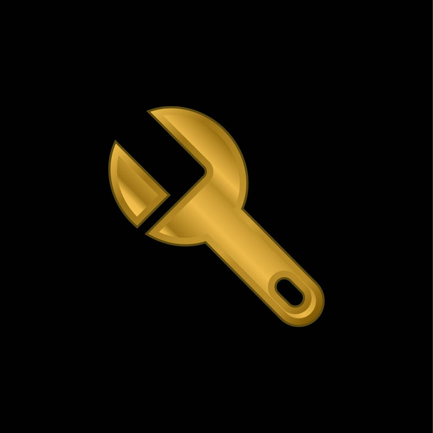 Big Wrench gold plated metalic icon or logo vector - Vector, Image