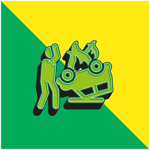 Accident Zelená a žlutá moderní 3D vektorové logo - Vektor, obrázek