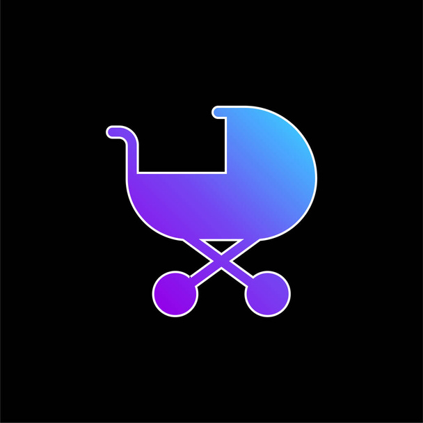 Baby Stroller ícone vetor gradiente azul - Vetor, Imagem