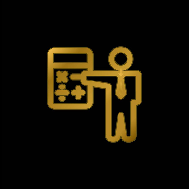 Accountant gold plated metalic icon or logo vector - Vector, Image