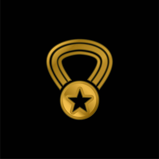 Μετάλλιο Βραβείο με ένα αστέρι σε ένα κολιέ επίχρυσο μεταλλικό εικονίδιο ή διάνυσμα λογότυπο - Διάνυσμα, εικόνα