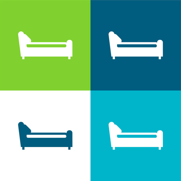 Cama Lado Esquerdo Plano quatro cores conjunto de ícones mínimos - Vetor, Imagem