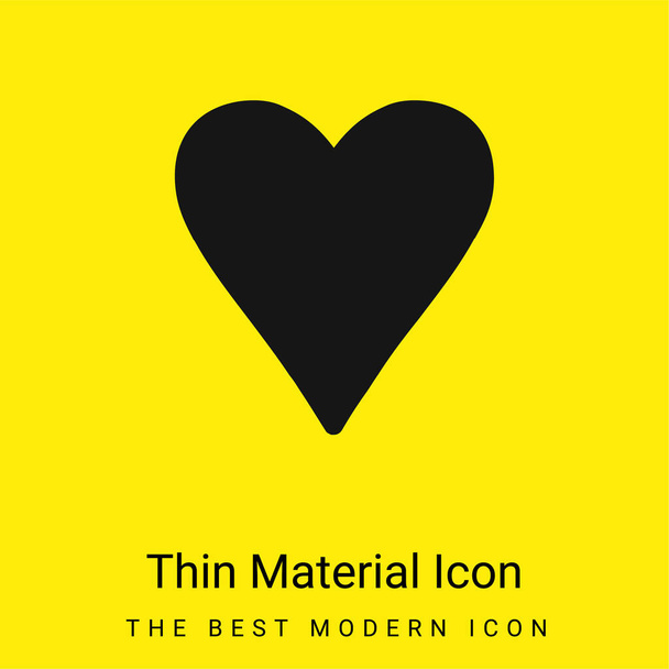 Zwart Hart Liefde Symbool minimaal helder geel materiaal pictogram - Vector, afbeelding