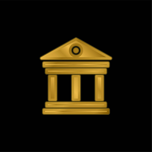 Antiguo edificio elegante con columnas chapado en oro icono metálico o vector de logotipo - Vector, Imagen