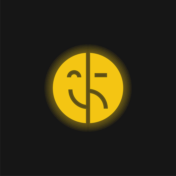 双極黄色の輝くネオンアイコン - ベクター画像
