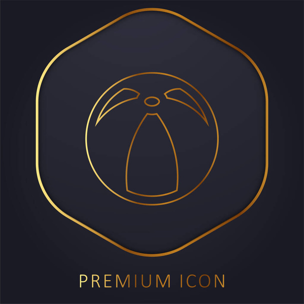 Bola de playa línea dorada logotipo premium o icono - Vector, imagen