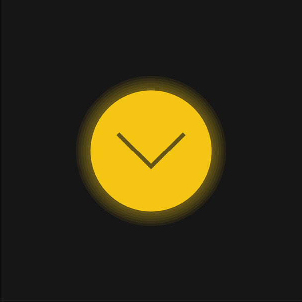 Šipka lícem dolů žlutá zářící neonová ikona - Vektor, obrázek