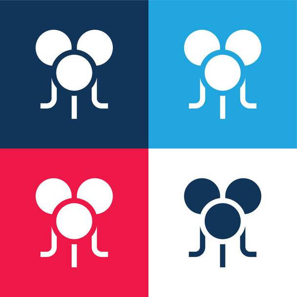 Balloon blue and red four color minimal icon set - Vector, Image