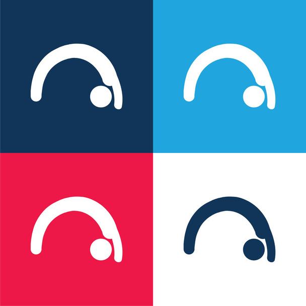 Backbend niebieski i czerwony zestaw czterech kolorów minimalny zestaw ikon - Wektor, obraz