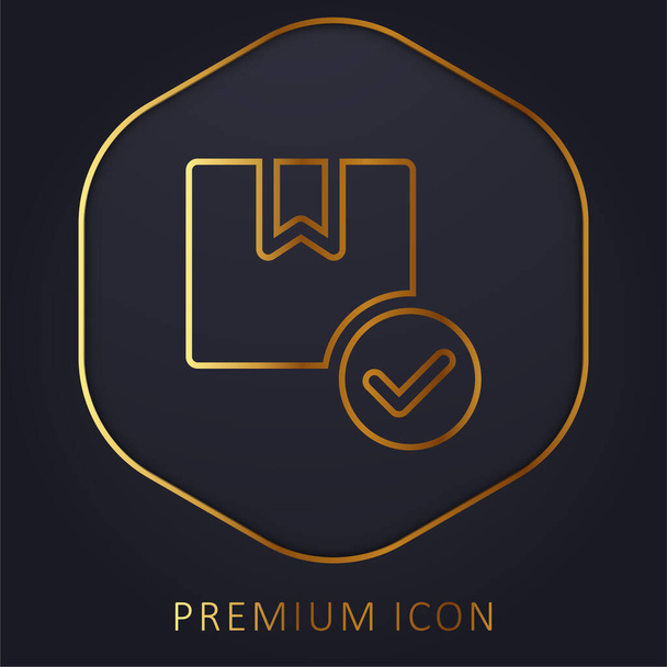 Caixa linha dourada logotipo premium ou ícone - Vetor, Imagem