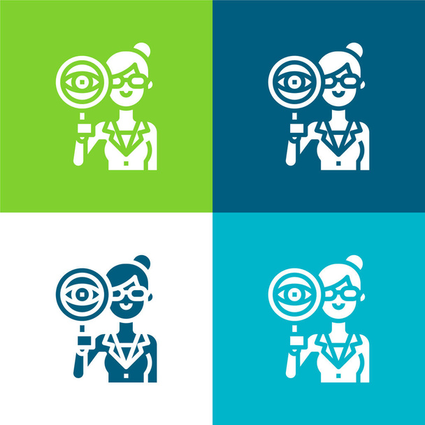 Könyvvizsgáló Lakás négy szín minimális ikon készlet - Vektor, kép