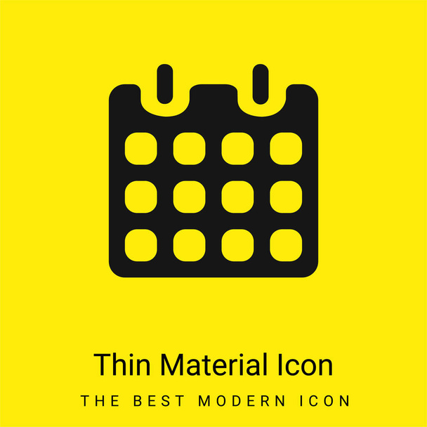 Calendário de papel preto com ícone de material amarelo brilhante mínimo de primavera - Vetor, Imagem