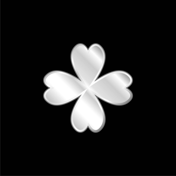 4 Leaf Clover icône métallique argentée - Vecteur, image