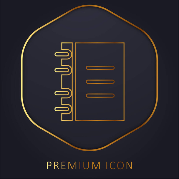 Agenda linha dourada logotipo premium ou ícone - Vetor, Imagem