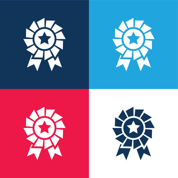Prêmio azul e vermelho conjunto de ícones mínimos de quatro cores - Vetor, Imagem