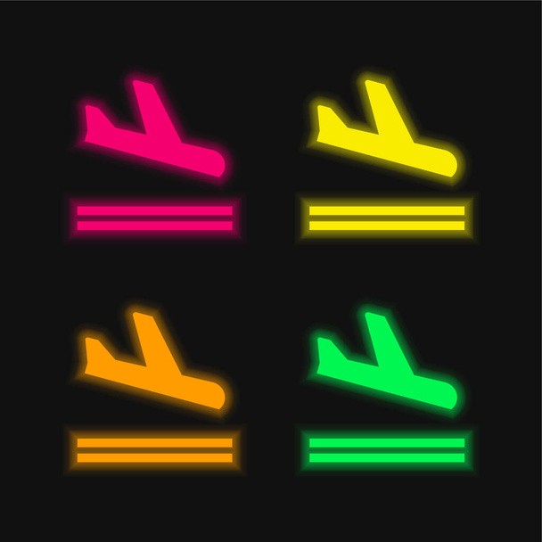Arrivée quatre couleur brillant icône vectorielle néon - Vecteur, image
