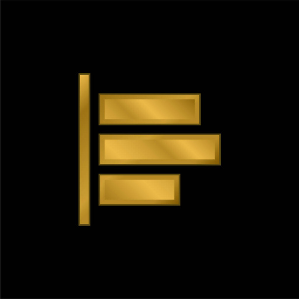 Alinear Izquierda chapado en oro icono metálico o logo vector - Vector, Imagen