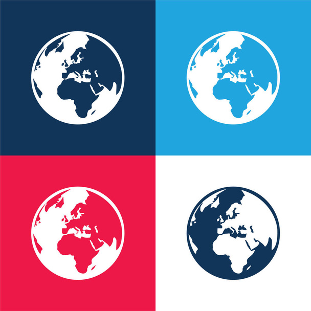 Ένα μικρό κόσμο λογότυπο μπλε και κόκκινο τεσσάρων χρωμάτων ελάχιστο σύνολο εικονιδίων - Διάνυσμα, εικόνα