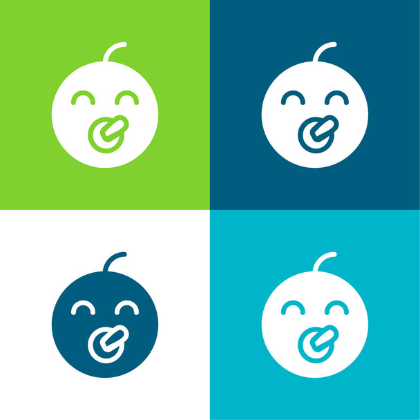 Set di icone minimali a quattro colori Baby Flat - Vettoriali, immagini