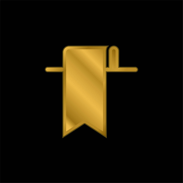Marcador chapado en oro icono metálico o logotipo vector - Vector, Imagen