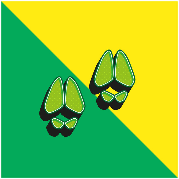 Pegadas animais Verde e amarelo moderno logotipo vetor 3d ícone - Vetor, Imagem
