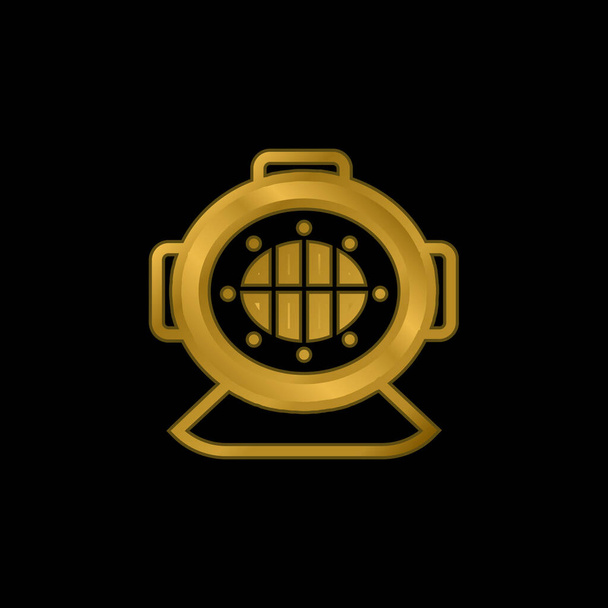 Aqualung chapado en oro icono metálico o logo vector - Vector, Imagen