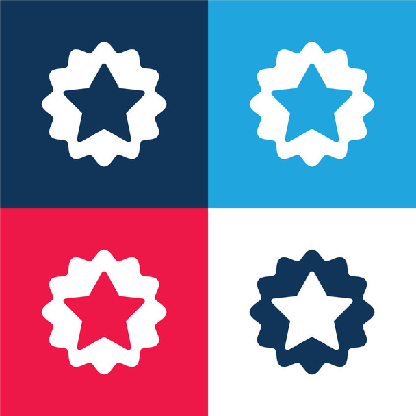 Díj kék és piros négy szín minimális ikon készlet - Vektor, kép