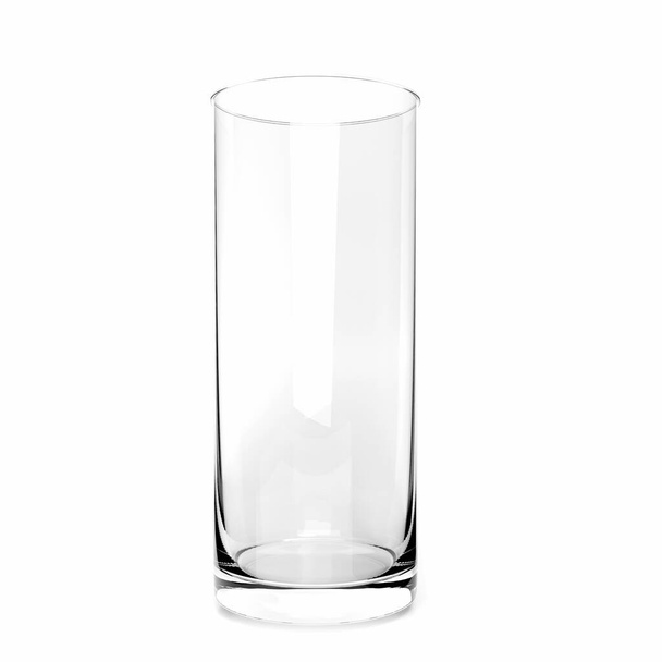 透明なビールや水のガラスを空にします。白い背景に孤立しています。 3Dレンダリング. - 写真・画像