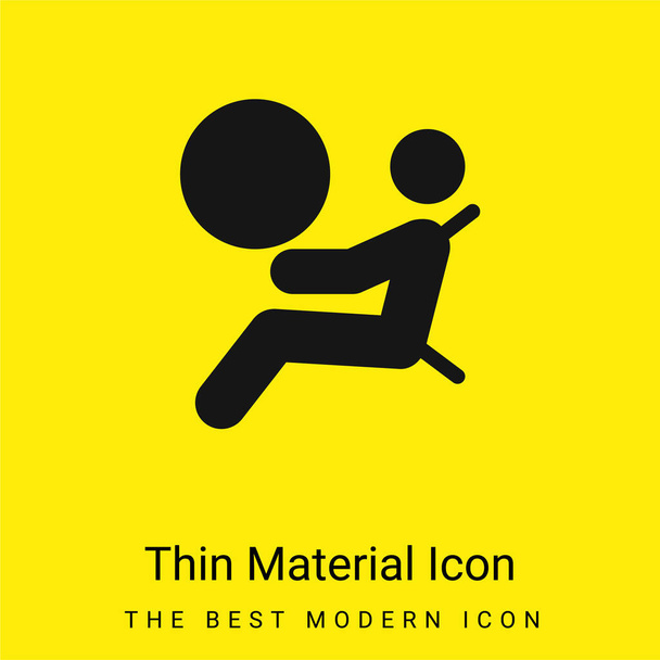 Airbag mínimo icono de material amarillo brillante - Vector, imagen