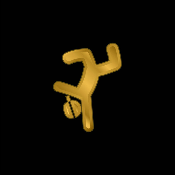 Breakdancer chapado en oro icono metálico o logo vector - Vector, Imagen