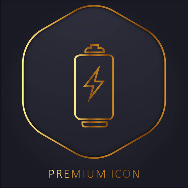 Battery Tool With Bolt Sign golden line premium logo or icon - Vector, Image