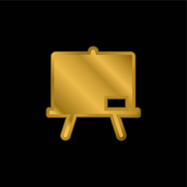 Pizarra chapado en oro icono metálico o logo vector - Vector, imagen