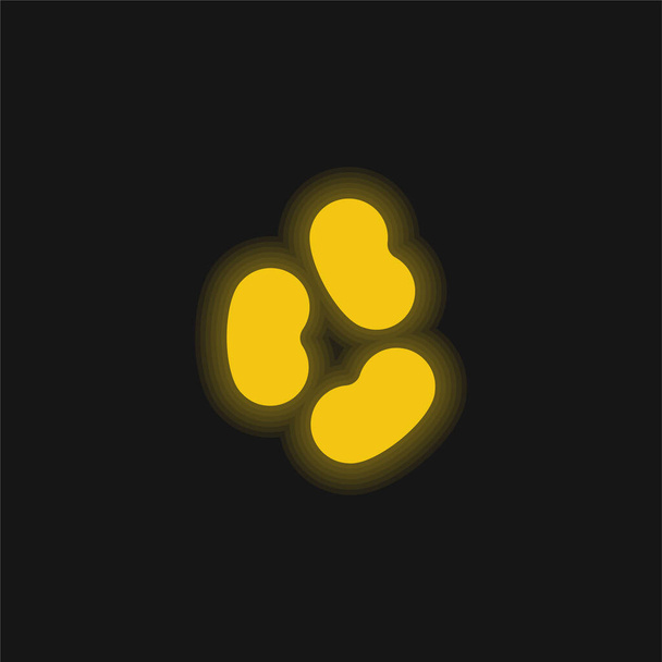 Beans yellow glowing neon icon - Vector, Image
