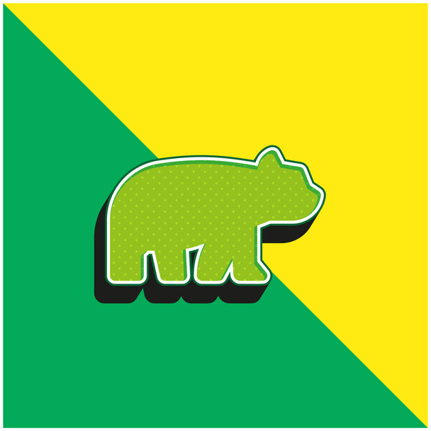 Медведь Зеленый и желтый современный трехмерный векторный логотип - Вектор,изображение