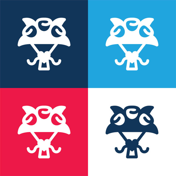 Bouquet azul y rojo conjunto de iconos mínimo de cuatro colores - Vector, Imagen