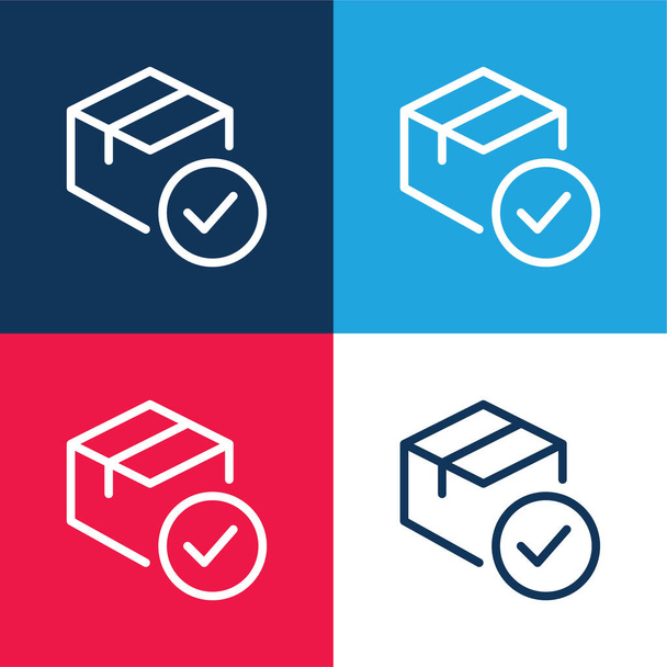Jóváhagyás kék és piros négy szín minimális ikon készlet - Vektor, kép