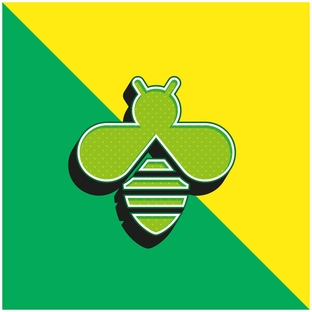 Bee Green и желтый современный 3d векторный логотип - Вектор,изображение