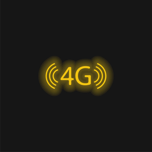 4G電話接続シンボル黄色の輝くネオンアイコン - ベクター画像