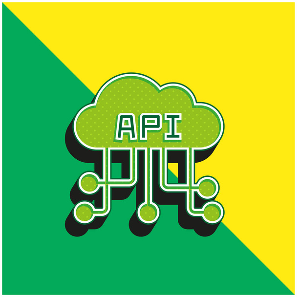 Api Groen en geel modern 3D vector icoon logo - Vector, afbeelding