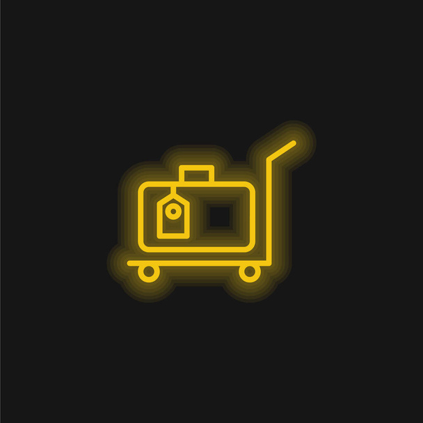 Laukku keltainen hehkuva neon kuvake - Vektori, kuva