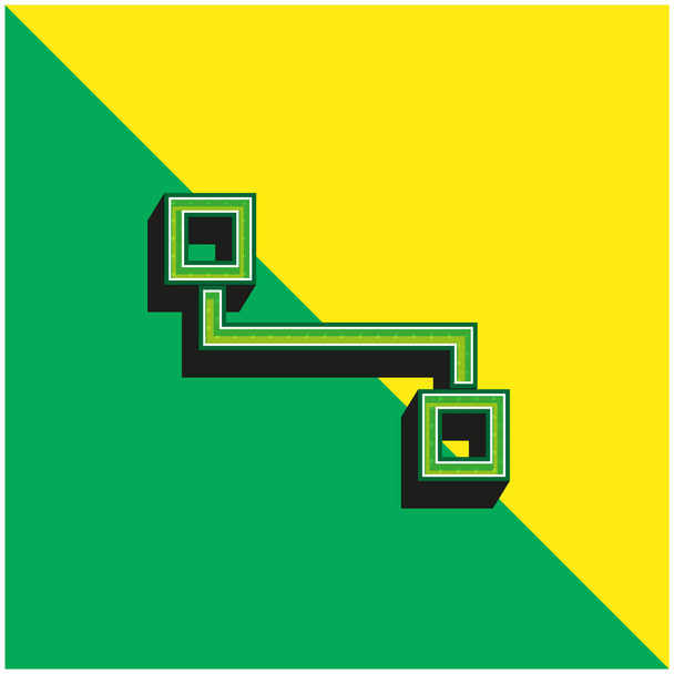 блок схем двух квадратов очерчивает зеленый и желтый современный 3D логотип иконки вектора - Вектор,изображение