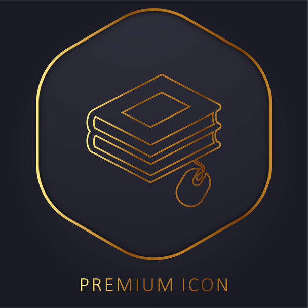 Books With Mouse golden line premium logo or icon - Vector, Image