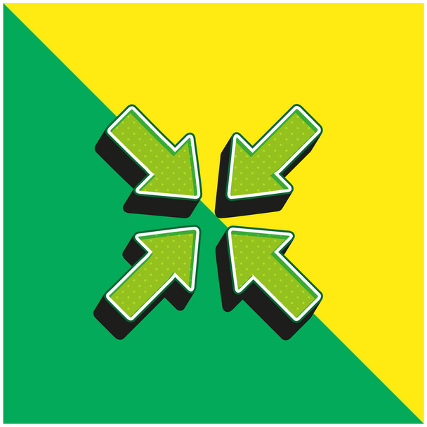 Pijlen Pointing To Center Groen en geel modern 3D vector pictogram logo - Vector, afbeelding
