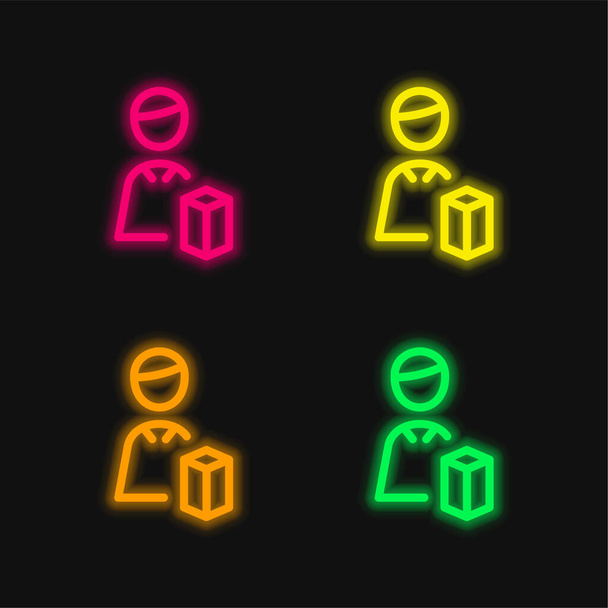 Архітектор чотири кольори, що світяться неоном Векторна піктограма
 - Вектор, зображення