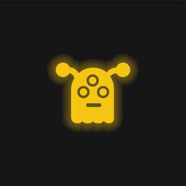 Alien Of Outer Space yellow glowing neon icon - Vector, Image