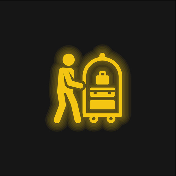 Bell Boy jaune brillant icône néon - Vecteur, image