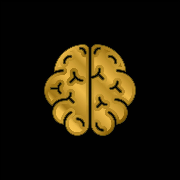 Εγκέφαλος επιχρυσωμένο μέταλλο εικονίδιο ή το λογότυπο διάνυσμα - Διάνυσμα, εικόνα