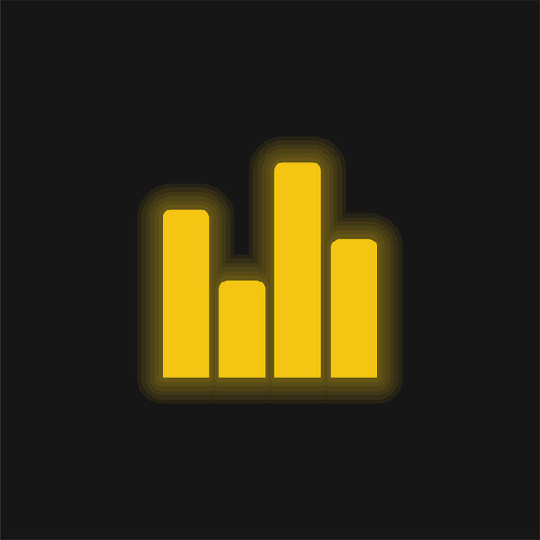 Bars Interface Symbool geel gloeiend neon pictogram - Vector, afbeelding