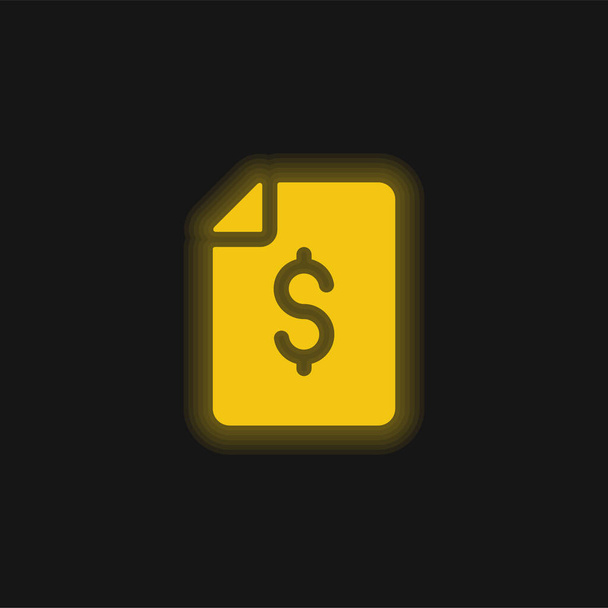 Bill geel gloeiende neon pictogram - Vector, afbeelding