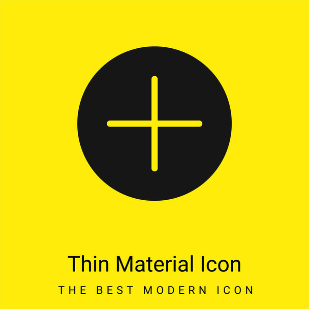 Bouton d'ajout icône matérielle jaune vif minimale - Vecteur, image